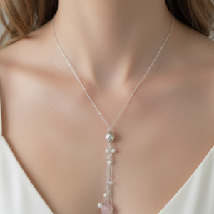 Delicate long pearl necklace