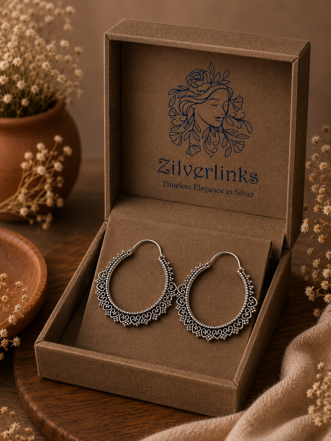 Rawa Work Silver Dangle Earrings - Image 3