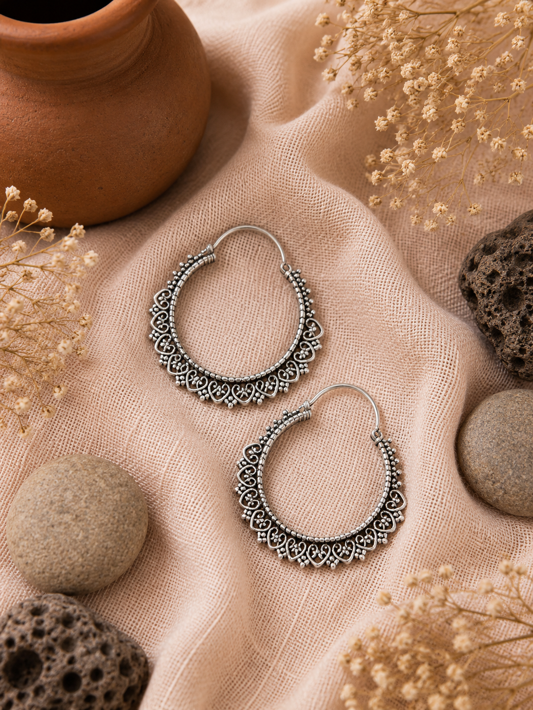 Rawa Work Silver Dangle Earrings - Image 2