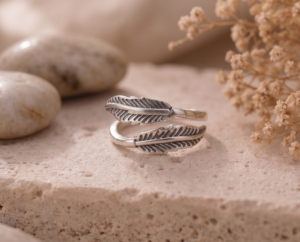 Oxidised finish Leaf Plain 925 Sterling Solid Silver Ring