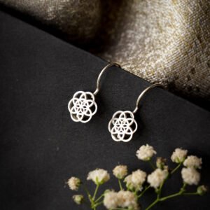 flower silver earrings