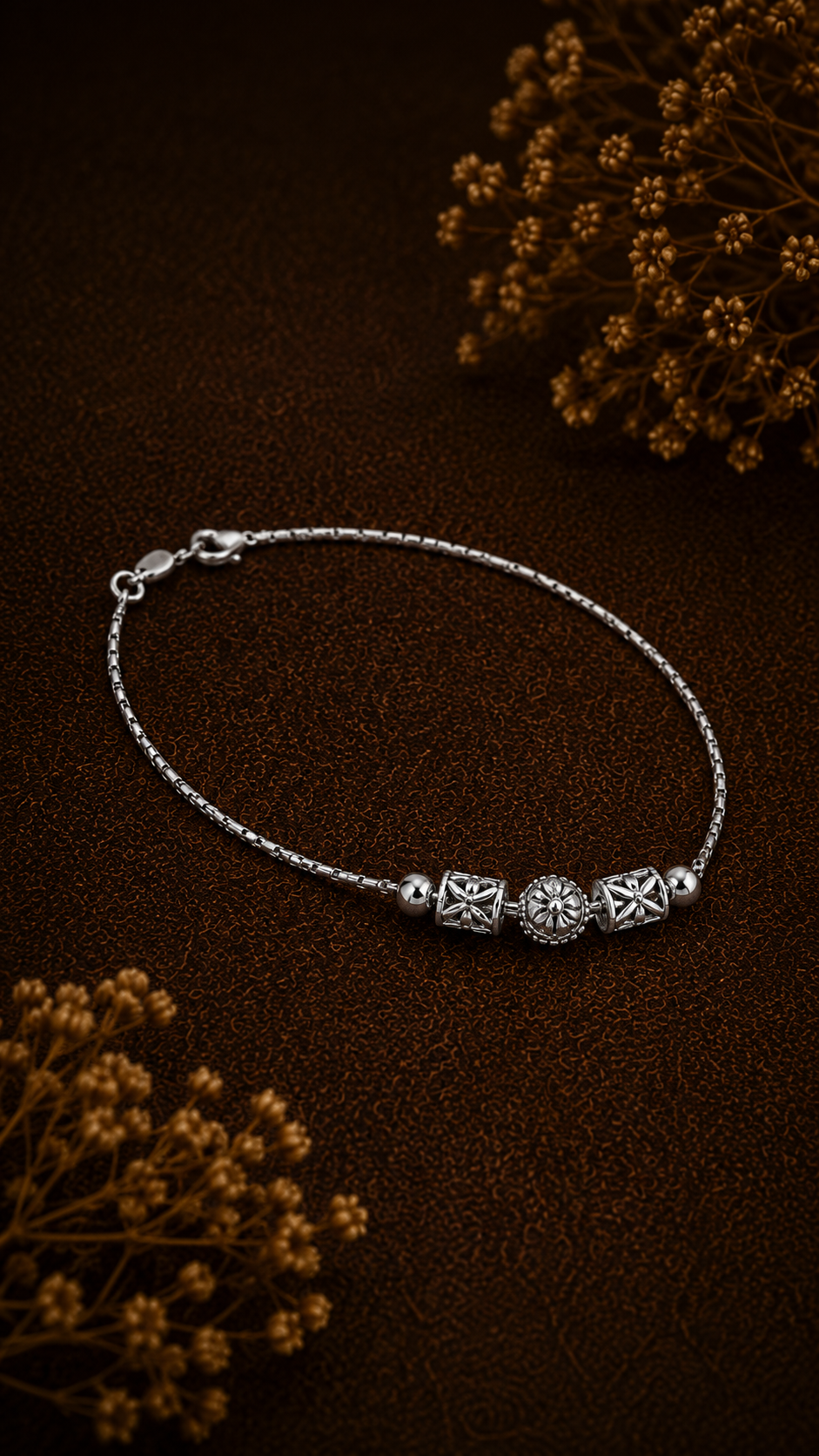 Geo-Tribal Statement 925 Sterling Silver Anklet - Image 4