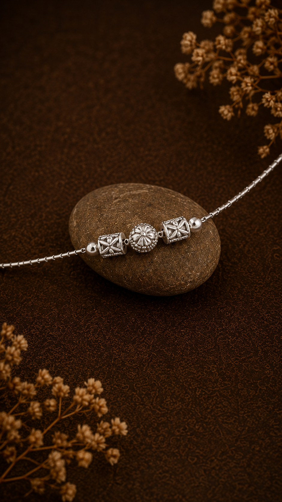 Geo-Tribal Statement 925 Sterling Silver Anklet - Image 3
