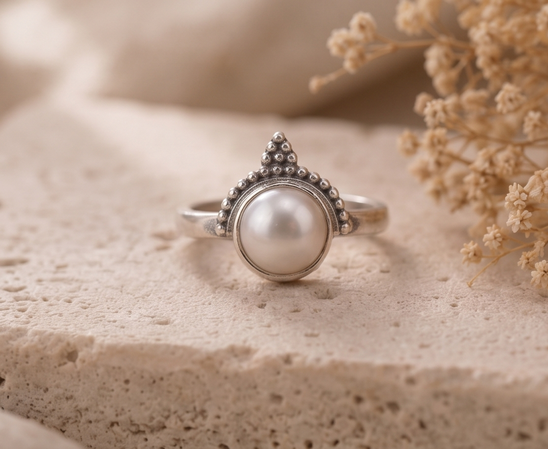Regal Pearl Tiara 925 Sterling Silver Ring - Image 3