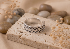Herringbone Arrowhead Adjustable 925 Sterling Silver Band