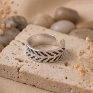 Herringbone Arrowhead Adjustable 925 Sterling Silver Band