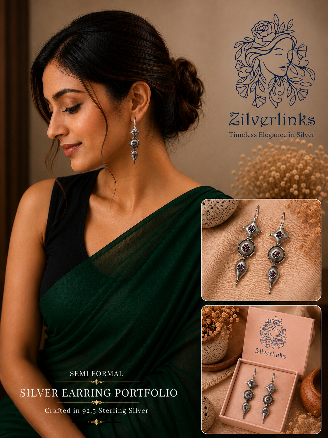 Tribal antquie silver earrings