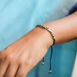 Black silver thread bracelet