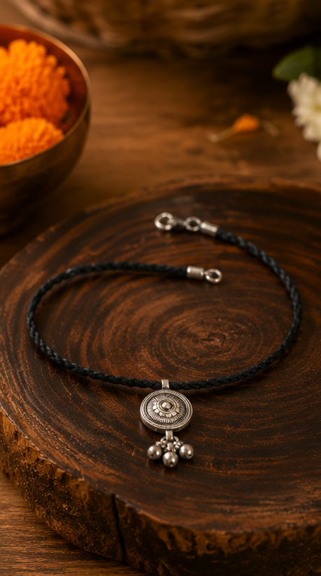 Ethnic Mandala Thread 925 Sterling Silver Anklet - Image 2