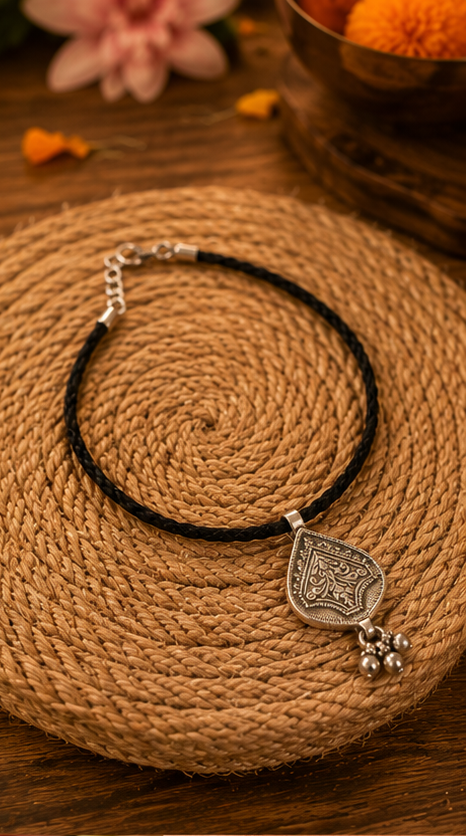 Heritage Diamond-Motif Thread 925 Sterling Silver Anklet - Image 2