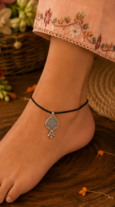Heritage Diamond-Motif Thread 925 Sterling Silver Anklet