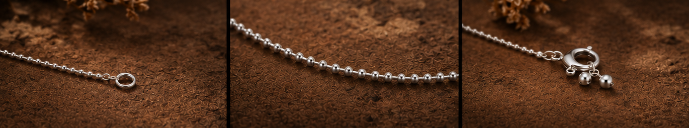 Minimalist small beads 925 Sterling Silver Anklet - Image 3