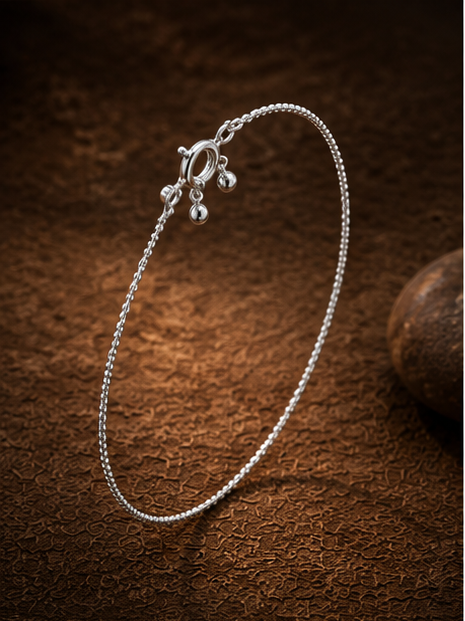 Minimalist small beads 925 Sterling Silver Anklet - Image 5