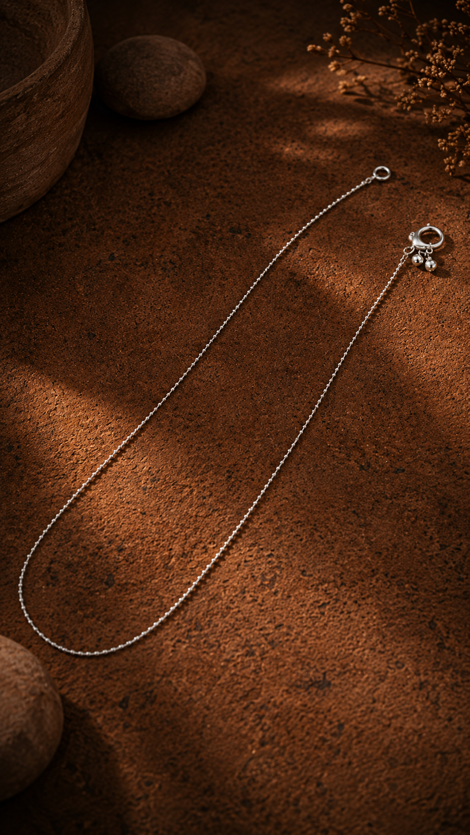 Minimalist small beads 925 Sterling Silver Anklet - Image 3