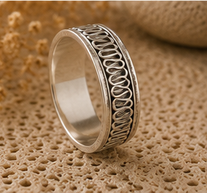 Grecian Meander Pattern 925 Sterling Silver Band