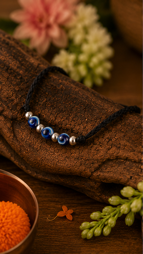 Protective Evil Eye 925 Sterling Silver Bead Anklet - Image 2
