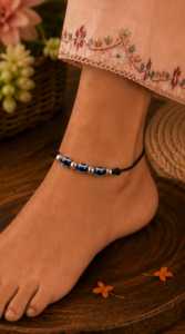 Protective Evil Eye 925 Sterling Silver Bead Anklet