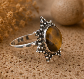 Radiant Sunburst Tiger’s Eye 925 Sterling Silver Ring - Image 2