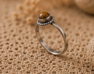 Earthbound Tiger’s Eye Solitaire 925 Sterling Silver Ring