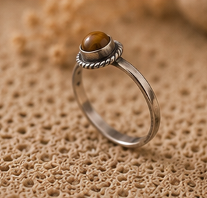 Earthbound Tiger’s Eye Solitaire 925 Sterling Silver Ring