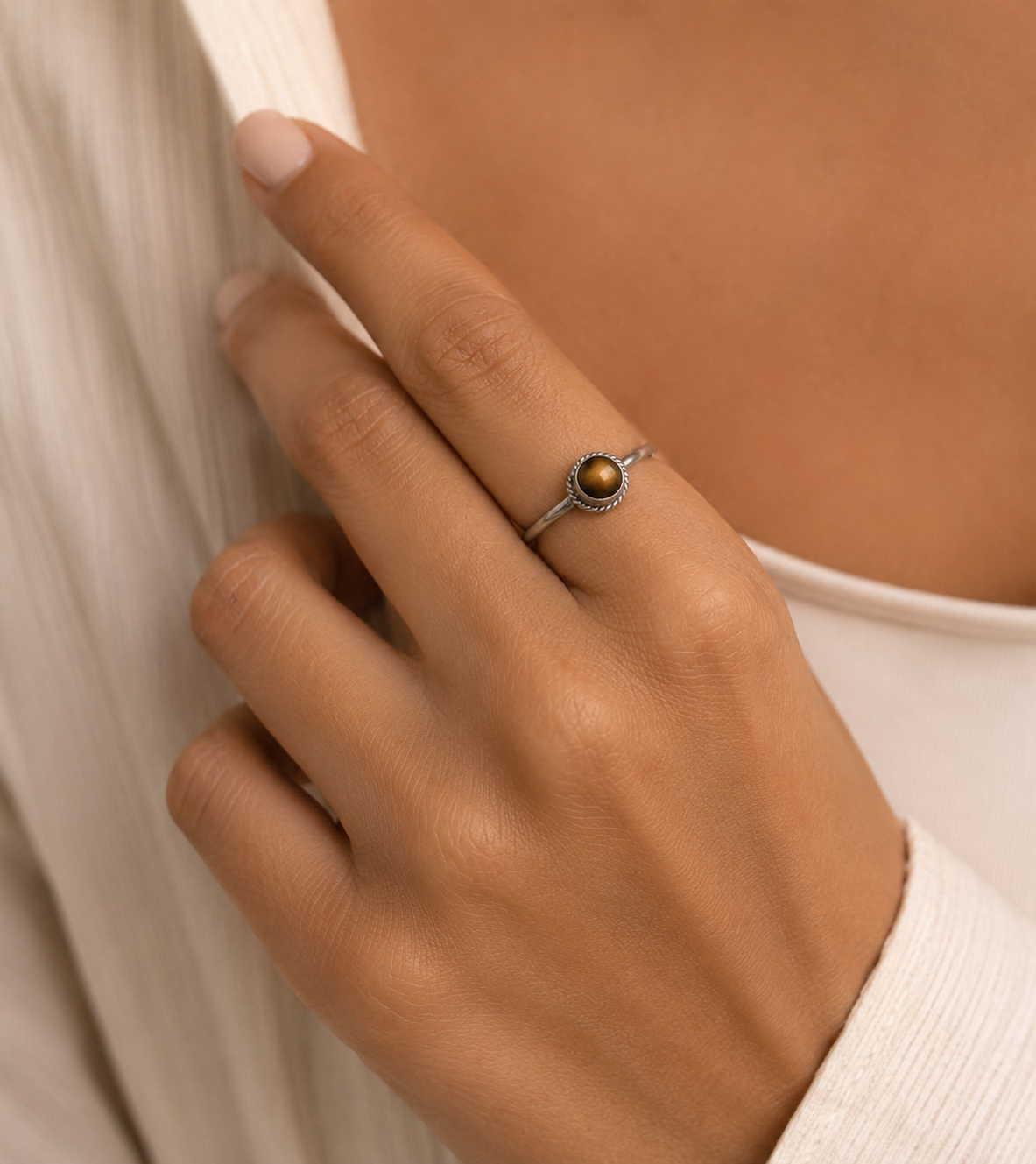 Earthbound Tiger’s Eye Solitaire 925 Sterling Silver Ring - Image 4
