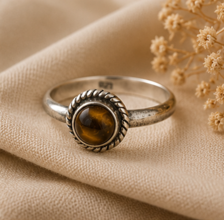 Earthbound Tiger’s Eye Solitaire 925 Sterling Silver Ring - Image 2