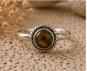 Earthbound Tiger’s Eye Solitaire 925 Sterling Silver Ring