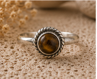 Earthbound Tiger’s Eye Solitaire 925 Sterling Silver Ring