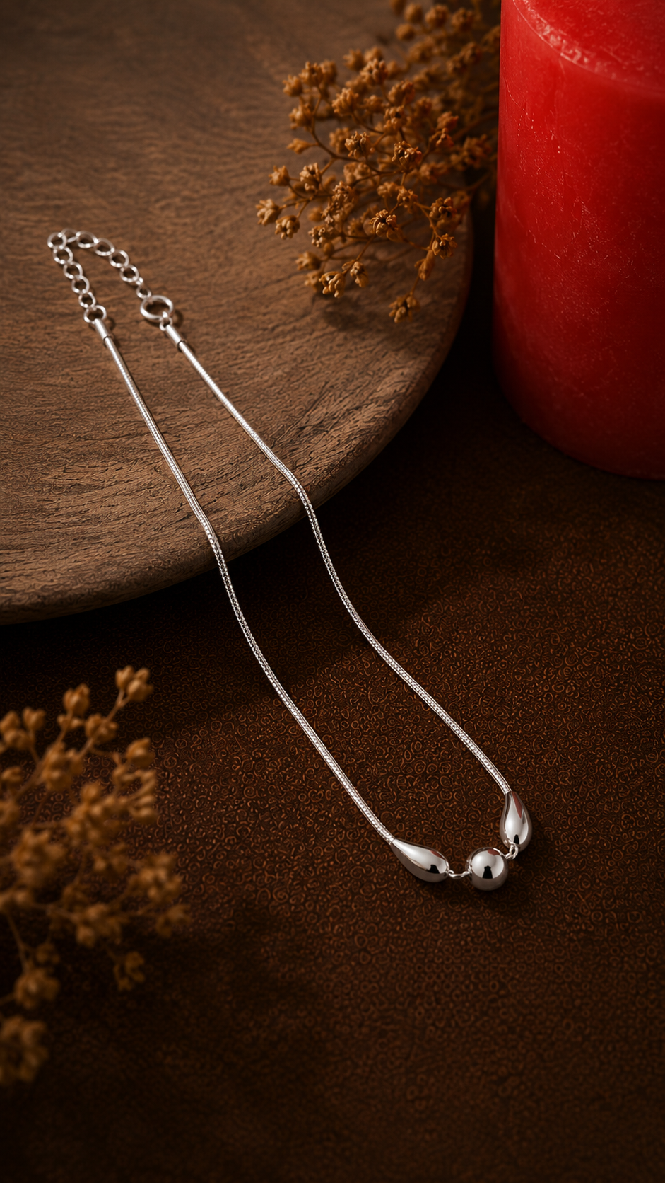 Minimalist Drop-Bead 925 Sterling Silver Anklet - Image 2