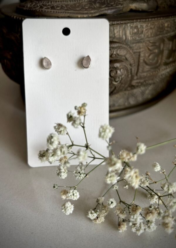Rose quartz stone studs