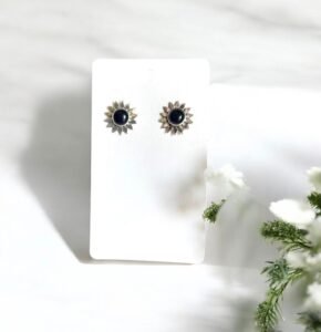 Sunflower earrings with black onyx stone