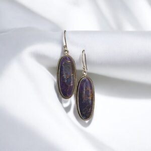 Purple casted stone 925 silver danglers