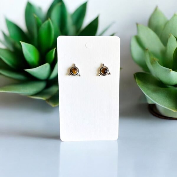 Alluring Rawa Work Around Tiger's Eye Silver  Stud  Earrings