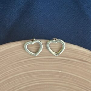 Heart shaped solid silver stud
