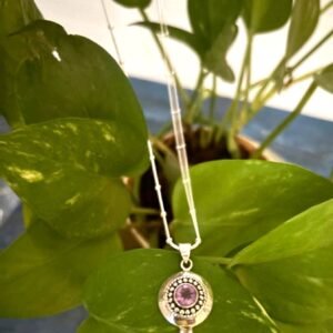 Solid round casting pendant with  amethyst stone