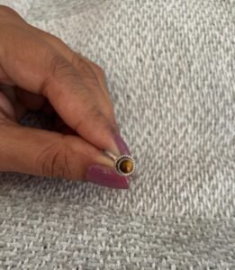 Authentic Wire Work Around Tiger's eye Round Solid Silver Ring;