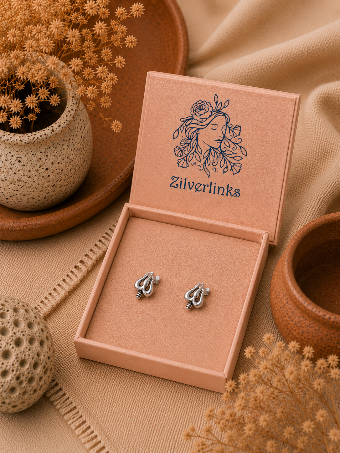 Trishul studs in 925 silver