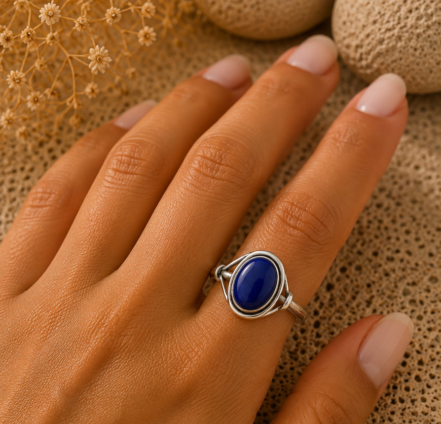 Azure Eye Lapis Lazuli 925 Sterling Silver Ring - Image 4