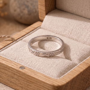 Botanical Vine Textured 925 Sterling Silver Band