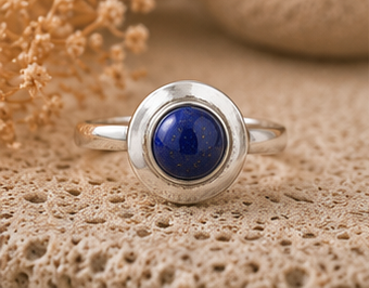 Deep Azure Lapis Lazuli Solitaire 925 Sterling Silver Ring - Image 3