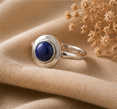 Deep Azure Lapis Lazuli Solitaire 925 Sterling Silver Ring - Image 2