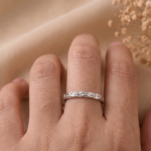 Botanical Vine Textured 925 Sterling Silver Band