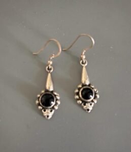 Silver black onyx dangler with danawork