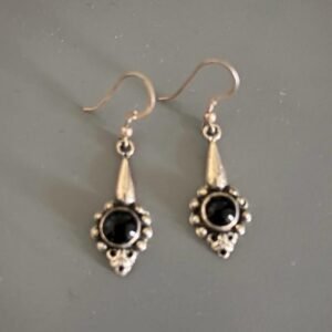 Silver black onyx dangler with danawork