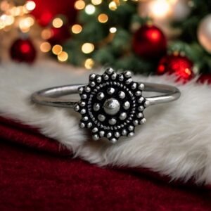 Oxidised finish 925 Sterling Solid Silver Ring in rawa work