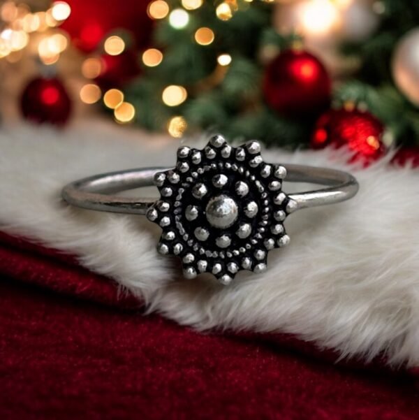 Oxidised finish 925 Sterling Solid Silver Ring in rawa work