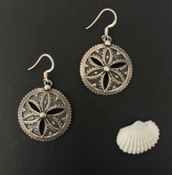 Bloom Drop Danglers – Oxidised 925 Silver Beauty - Image 2