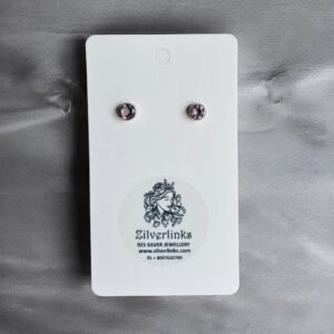 Amethyst Aura Studs – 925 Silver Elegance