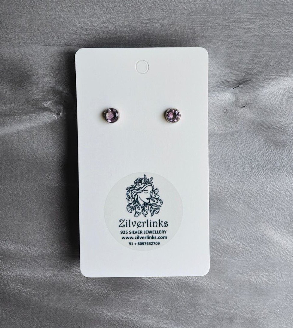 Amethyst Aura Studs – 925 Silver Elegance