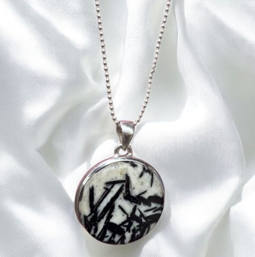White Malingo Jasper Pendant in 925 Silver